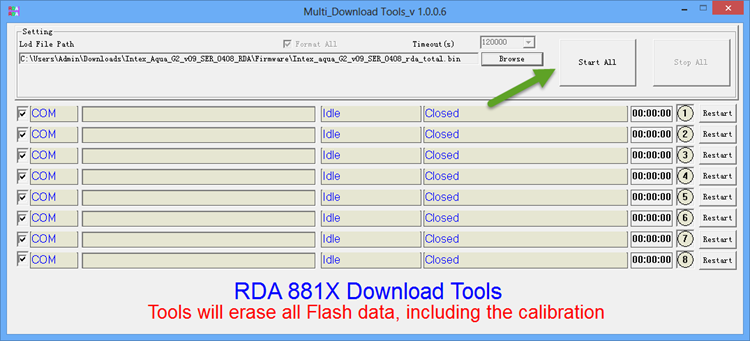 Flash RDA Stock ROM Multi IEDownload Tool