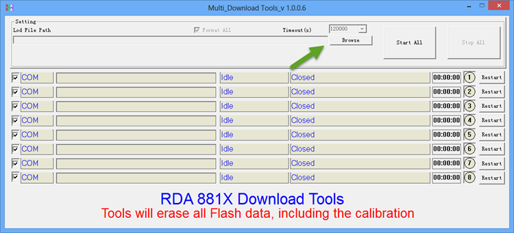Load RDA Stock ROM Multi Download Tools